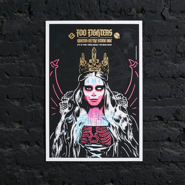 Póster Foo Fighters - Queen Of the Stone Age 2018 Allianz Parque Sao Paulo 27 Feb 2018